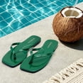 thumbnail image 2 of Womens Square Flip Flops, Patent Leather Flat Sandals with Memory Foam Insole, Non-Slip Lightweight Minimalist Open Toe Summer Vacation Dressy Beach Essentials Slippers, 2 of 7