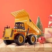 1:18 Yellow RC Dump Truck Toy with Lights, Sounds and Lifting Bed, Ages 3+
