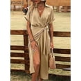 thumbnail image 2 of ZANZEA Women Deep V Wrap Dresses 2024 Summer Short Sleeve Slit Hem Dress Wedding Guest Vestidos Elegant Party Evening Dress, 2 of 5