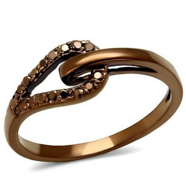Women IP Coffee Light Brass Ring with AAA Grade CZ in Light Coffee - Size 6