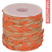 Ariskey 164Ft Leaf Ribbon, 5MM Natural Jute Twine with Artificial Leaves Decoration Twine for Gifts Arts Crafts Wedding