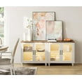 thumbnail image 3 of WAMPAT 2-in-1 Buffet Server Table, Accent Sideboard with Storage & Glass Door,Console Table for Kitchen, Dining Room, and Living Room, White & Oak, 3 of 7