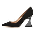 thumbnail image 5 of FSJ Women Classic Pointed Closed Toe Dressy Pumps Transparent Chunky Block High Heel Slip On Office Ladies Casual Party Shoes Size 6 Black, 5 of 6
