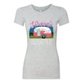 thumbnail image 3 of Happy Glamper | Fancy Camping Camper Van Caravan | Nature Lover Womens Slim Fit Junior Tee, Heather Grey, 2XL, 3 of 5