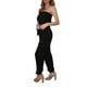 thumbnail image 3 of Txlixc Mono largo de verano para mujer, sin tirantes, con hombros descubiertos, mono de una pieza con cinturón Txlixc Estilo de ocio, 3 of 5