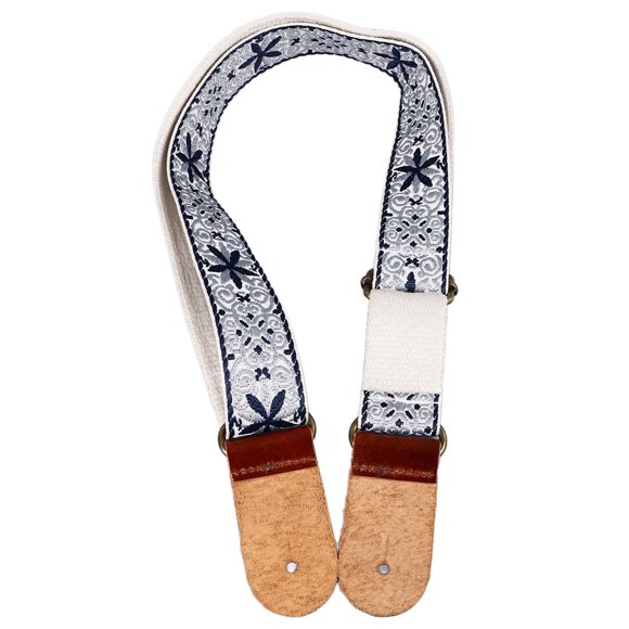 Nylon Ukulele Guitar Strap with Leather Ends Adjustable Length for Soprano Concert Tenor Baritone String Instruments