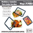 thumbnail image 3 of EasyWare JUMBO - Contenedores de VIDRIO - TAPA DE VIDRIO CON VENTILA, Recipientes para Alimentos, Herméticas a prueba de fugas, Cocina, Horno, Refrigerador, Congelador (SET 3 REFRACTARIOS (6 PCS)),8, 3 of 9