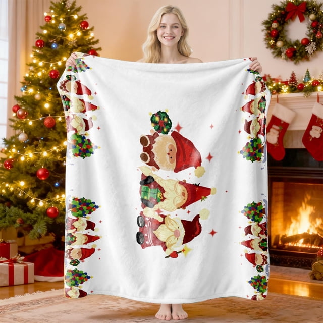 Christmas Print Blanket Comfortable And Soft Flannel Blanket Merry Christmas Blanket Suitable For Bedroom Sofa Christmas Decoration 75X100cm