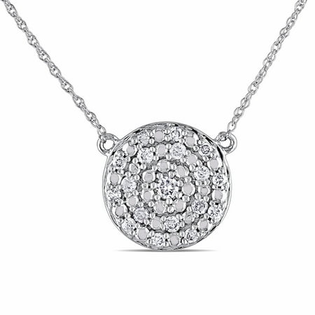 Miabella 1/4 Carat T.W. Diamond 10kt White Gold Circle Necklace, 17ÃƒÂ¢