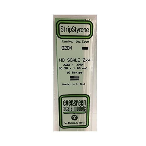 Evergreen Scale Models HO Strip 2 x 4 10 EVG8204 Plastic Building Supplies