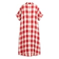 thumbnail image 5 of Wsysadlol Summer Dresses Women Casual Plaid Print Button Up Shirt Dress Lightweight Breathable Half Sleeve Loose Long Tunic Plus Size Beach Cover Up And Loungewear, 5 of 5