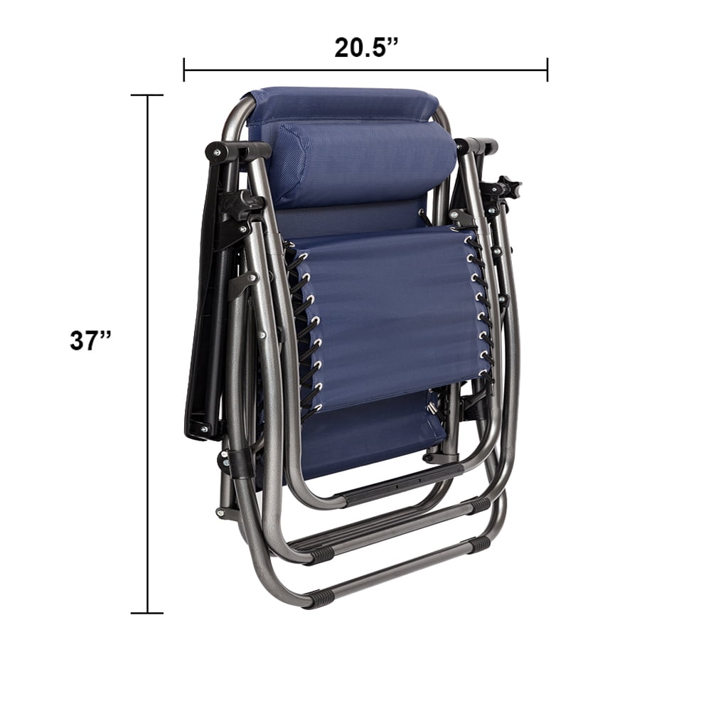 Ktaxon 2 Outdoor Zero Gravity Lounge Chair Beach Patio Pool Yard Folding Recliner Blue