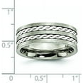 thumbnail image 6 of Chisel Titanium Antiqued and Brushed with Sterling Silver Braided Inlay 8.2mm Band - Ring Size 9.0, 6 of 8