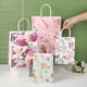 thumbnail image 3 of Zhuge Bolsas de embalaje para caja de regalo, pequeñas bolsas de papel kraft con impresión fresca, bolsas de mano con impresión de flores de colores (rosa, 25,5 * 12,5 * 33 cm), 3 of 5