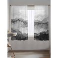 thumbnail image 5 of Sheer Curtains 63 Inch Length 2 Panels Set for Bedroom, Black Ombre Mountain Semi Sheer Curtains for Windows, Nature Abstract Art Marble Gradient Voile Window Treatments Rod Pocket Curtain, 5 of 7