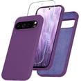 thumbnail image 1 of KOMI for Google Pixel 9 Pro XL Case, Silicone Phone Case with 1 Screen Protector, Soft Anti-Scratch Microfiber Lining, Full Body Shockproof Slim Cover Support Wireless Charging, Purple, 1 of 5