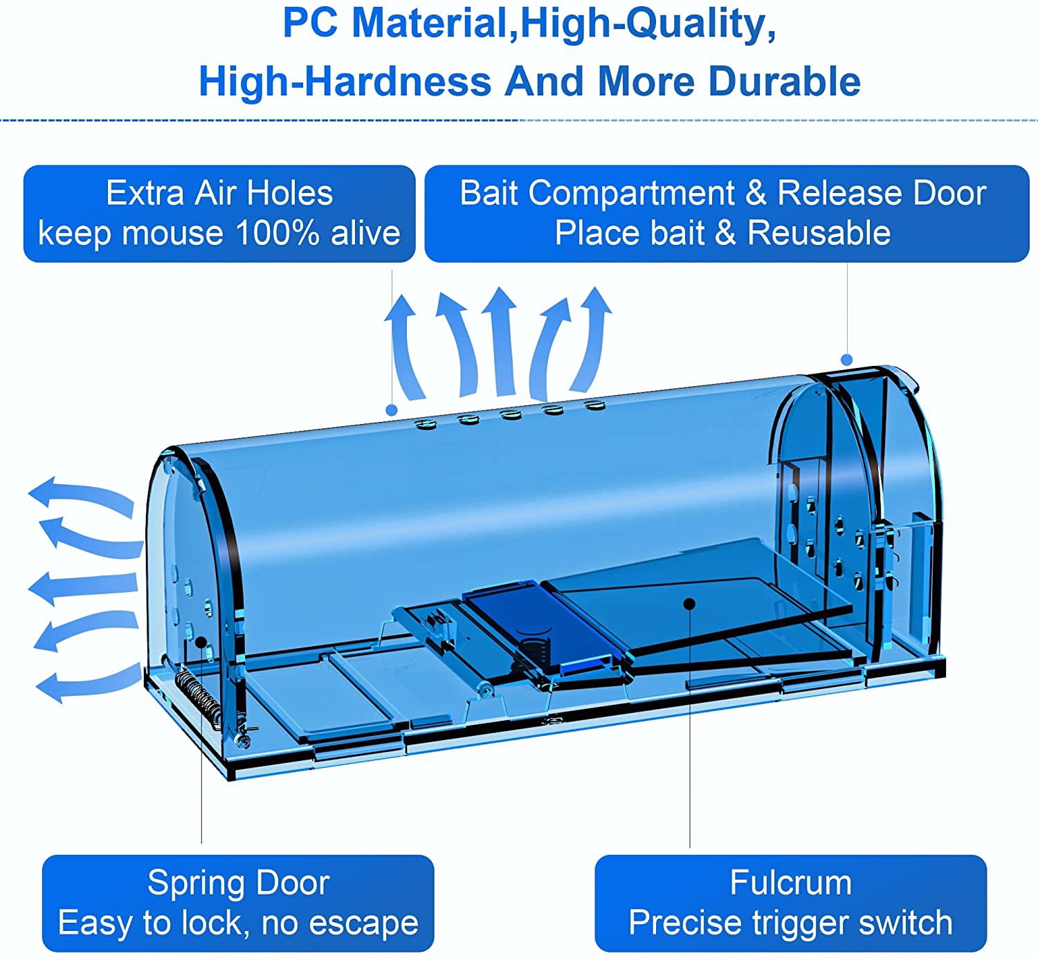 Humane Mouse Traps, Catch& Release, Reusable Rat Traps, Easy to Set and Safe for Family and Pets, No Kill for Small Rodent/Voles/Hamsters/Moles, Catcher That Works for Indoor/Outdoor, 4 Pack