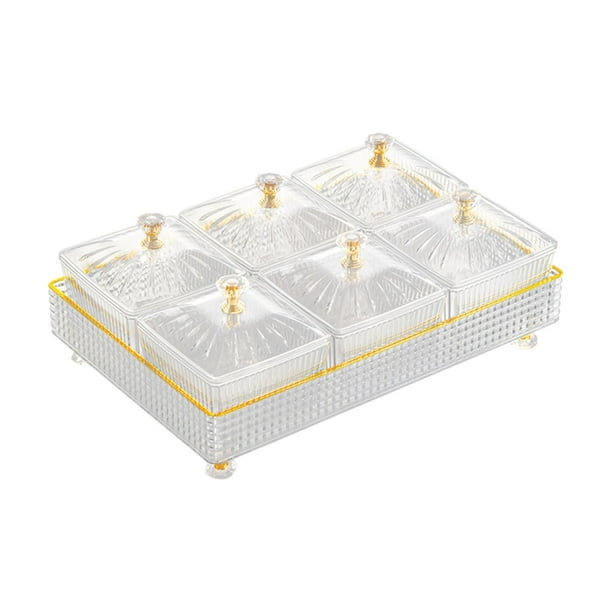 Platos para servir extraíbles Bandeja de plástico para aperitivos Plato de frutas Bandeja para condimentos de cocina Blanco 6 Rejillas