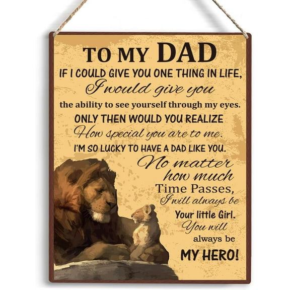 Gifts for Dad Birthday Gifts for Dad To My Dad Wooden Hanging Sign Dad Gifts from Daughter Son Anniversary Fathers Day Birthday Gift Best Dad Gifts Wall Art Home Farmhouse Bedroom 8x10 Inch