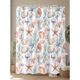 thumbnail image 4 of Tropical Coastal Shower Curtain, Watercolor Starfish Starfish Print Bathroom Decor Curtains Set with Hooks, Orange Waterproof Fabric Home Accessories， 72 X 84 Inch Extra Long, 4 of 6
