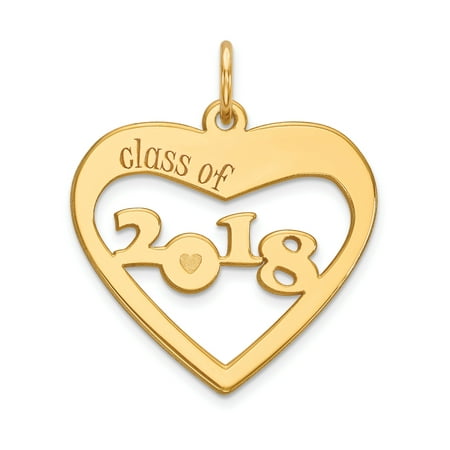 - 14k Yellow Gold Class Of 2018 Heart Cut Out Necklace Pendant Charm Graduation For Women