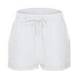 thumbnail image 6 of Women’s Solid Casual Cotton Drawstring Pocket Shorts Comfortable Beach Summer Relaxed Fit Elastic Waist Lightweight Breathable, 6 of 9
