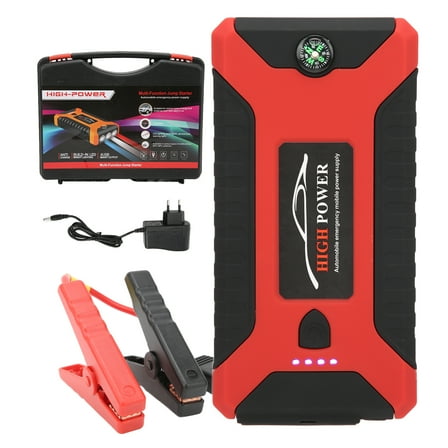 Car Battery Charger 20000mAh Jump Starter 12V 600A Peak Compass LED Flashlight 4 USB for Gas Vehicles  100‑240V
