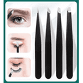 thumbnail image 4 of Pinzas De Cejas Profesionales De Acero Inoxidable 4 Piezas, Color Negro, Plata, 4 of 4