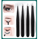 thumbnail image 4 of Pinzas De Cejas Profesionales De Acero Inoxidable 4 Piezas, Color Negro, Plata, 4 of 4