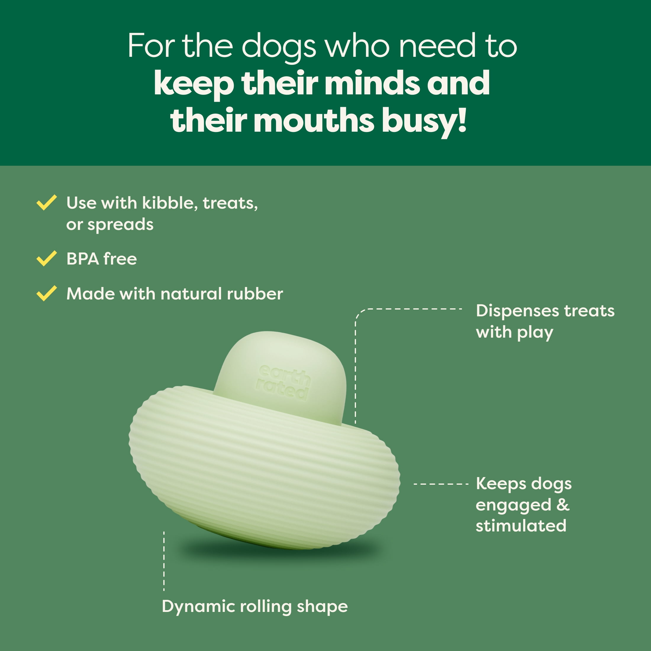 Earth Rated Nibbler Dog Toy, Treat Dispensing Enrichment Toy for Dogs, EARTH RATED TREAT DISPENSER TOY