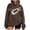 Brown-05, variant on Ladies Tops And Blouses Floral Printed Long Sleeves Tops Round Neck Shirts Blouses Fall Outfits 2024