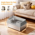 thumbnail image 3 of Stainless Steel Cat Litter Box – Extra Large 60x40x27cm High-Sided Pan with Lid (Gray, 36L Capacity), 3 of 7