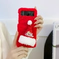 thumbnail image 2 of Plush Case for Samsung Galaxy Z Flip 4, Cute 3D Christmas Hat Case Soft Faux Lambswool Cover Fashion Shockproof Cover Cartoon Case Girl Furry Phone Cover for Samsung Galaxy Z Flip 4, Red, 2 of 7