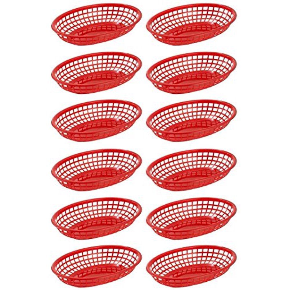 Red Restaurant Quality Food Baskets 9 1/4" x 5 3/4" Perfect For Outdoor