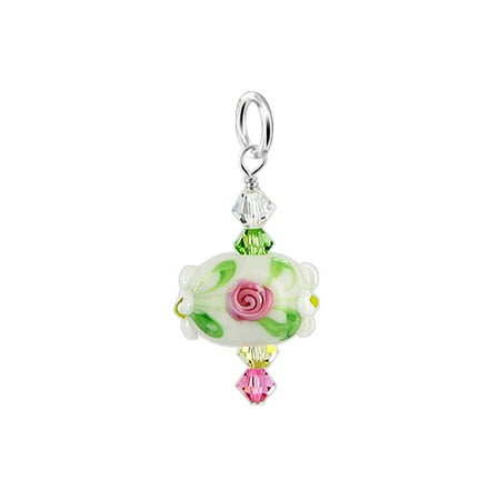 Swarovski Glass Jewel - Gem Avenue Sterling Silver Crystal Blown Glass Bead 1 inch Charm Made with Swarovski Elements
