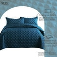 thumbnail image 7 of Exclusivo Mezcla Bed Quilt Set King Size for All Seasons, Stitched Pattern Quilted Bedspread/ Bedding Set/ Coverlet with 2 Pillow shams, Lightweight and Soft, Dark Blue, 7 of 7