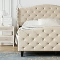 thumbnail image 6 of EastVita King Size Platform Bed Frame Upholstered Diamond Tufted Platform Bed, King, Beige, 6 of 6