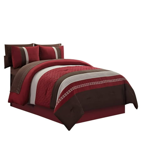Wpm 8 Piece Bed In A Bag With Burgundy Brown Comforter Sheet Set