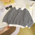 thumbnail image 2 of felwors Girls Boys Striped Collar Long Sleeve Knit Sweater Casual Polo Preppy Shirt Button up Trendy School Pullover Tunic Kids Tops (2-3 Years), 2 of 5