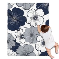 Blue Pioneer Flower Blanket,Comfortable Soft Flannel Throw Blanket,All Season,Warm Lightweight Blankets for Sofa Bed Couch Living Room Chair,30"x40"(80x100cm)