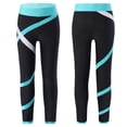 thumbnail image 4 of iiniim Kids Girls Athletic Color Block Gymnastics Yoga Pants Tights Dance Leggings Green 10, 4 of 7