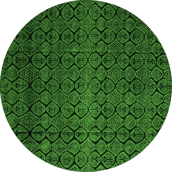 Ahgly Company Indoor Round Abstract Green Modern Area Rugs, 6' Round