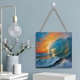 thumbnail image 5 of Zomyto 12x12 In Square Hanging Wood Sign Ocean Wave Wood Plaque Sign, 5 of 8