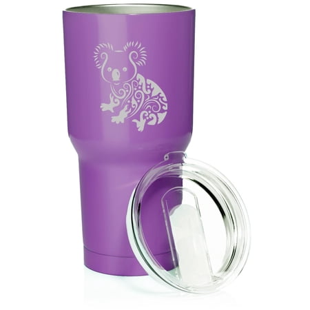 Smooth Body Tumbler Stainless Steel Vacuum Insulated Travel Mug Cup Gift Fancy Koala Bear (Purple 30 oz)
