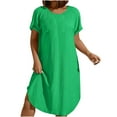 thumbnail image 2 of Wowcloth Women's Fashion Temperament Solid Color Short Sleeve Square Neck Cake Dress, 2 of 9