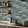 thumbnail image 6 of 12Sheet Self Adhesive Tiles Stickers 9.68 x 4.72inch Green Green Marbling DIY Decals Waterproof Peel and Stick Kitchen Backsplash Mosaic Tile Wall, 6 of 6