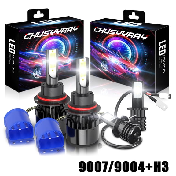 4PCS Car Light Combo For Nissan Xterra 2000 2001 Front LED Headlights 9007 High Low H3 Fog Light Bulbs