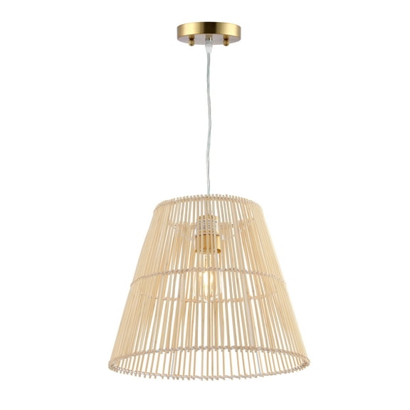 SAFAVIEH Senya LED Natural Rattan Pendant Light with Natural Bamboo Shade