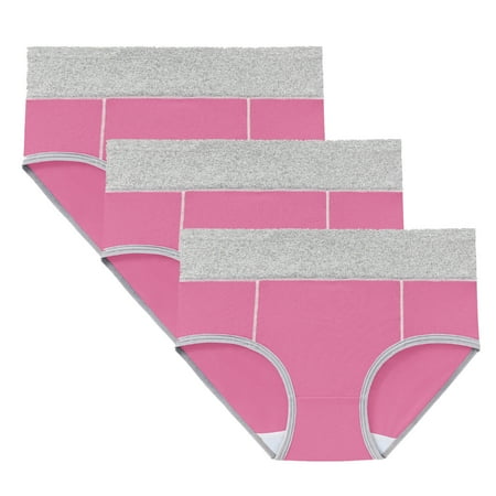 ATOYSOY Women s Multipack Solid Leak Proof Panty Comfy Clearance Stretchy Plus Size Hip Lifting Cotton Panties  3 Pack Period Underpants Shapewear Control Briefs for Ladies Pink M
