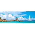 thumbnail image 2 of Pangea Images  14x7 Black Ornate Wood Framed with Double Matting Museum Art Print Titled - Sailboat at La Digue, Seychelles, 2 of 4